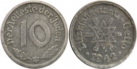 Ghetto Lodz (Litzmannstadt). 10 fenig 1942 magnez 
Typ I. Wzór i parametry tej monety zostały skrytykowane przez Hansa Biebowa, szefa Zarządu Getta. ...