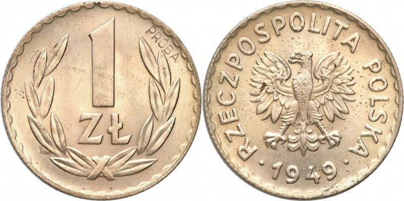 PRL. PROBA / PATTERN Copper-Nickel 1 zloty 1949 
Na rewersie wklęsły napis PRÓB...