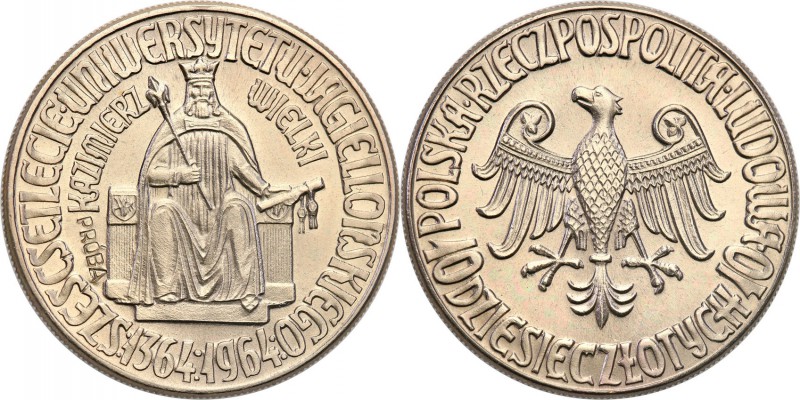 PRL. PROBA / PATTERN Copper-Nickel 10 zlotych 1964 Kazimierz Wielki 
Nakład: 30...