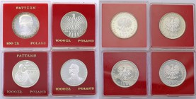 PRL. PROBA / PATTERN silver 100-1000 zlotych 1979-1985, group 4 pieces 
Monety w menniczym stanie zachowania w oryginalnych pudełkach NBP.
Waga/Weig...
