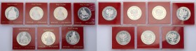 PRL. PROBA / PATTERN silver 200 zlotych 1980-1983, group 7 pieces 
Monety w menniczym stanie zachowania w oryginalnych pudełkach NBP. Delikatna patyn...