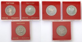 PRL. PROBA / PATTERN Copper-Nickel 20 + 200 zlotych 1981-1987, group 4 pieces 
Pięknie zachowane monety w oryginalnych pudełkach NBP.
Waga/Weight: C...