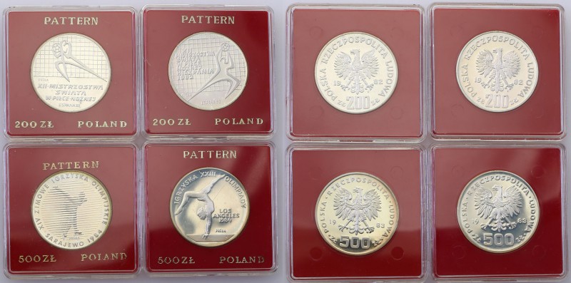 PRL. PROBA / PATTERN silver 200-500 zlotych 1982-1983, group 4 pieces 
Monety w...