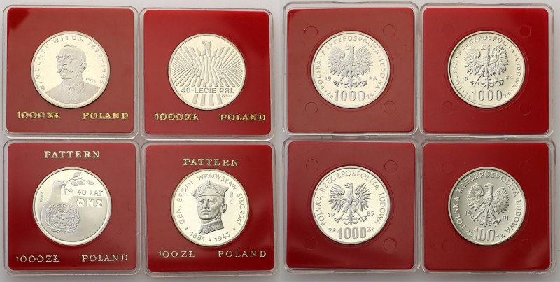 PRL. PROBA / PATTERN silver 100-1000 zlotych 1981-1985, group 4 pieces 
Pięknie...