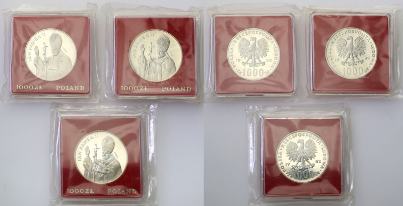 PRL. PROBA / PATTERN 1000 zlotych 1982 John Paul II, group 3 coins 
Monety w me...