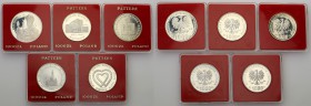 PRL. PROBA / PATTERN silver 1000 zlotych 1982-1987, group 5 pieces 
Pięknie zachowane egzemplarze w oryginalnych pudełkach NBP.
Waga/Weight: Ag Meta...