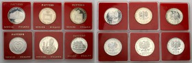 PRL. PROBA / PATTERN silver 500-1000 zlotych 1982-1987, group 6 pieces 
Pięknie zachowane egzemplarze w oryginalnych pudełkach NBP.
Waga/Weight: Ag ...