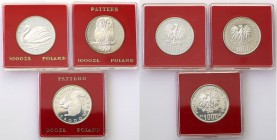 PRL. PROBA / PATTERN 1000 zlotych 1984-1986 Ochronna Środowiska, group 3 pieces 
Mennicze egzemplarze. Rzadsze monety.
Waga/Weight: 3 x 16,5 g Ag .7...