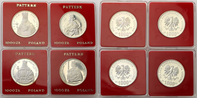 PRL. PROBA / PATTERN silver 1.000 zlotych 1985-1988, Królowie Polski, group 4 pi...