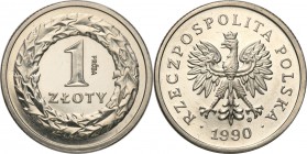 III RP. PROBA / PATTERN Nickel 1 zloty 1990 
Piękny, menniczy egzemplarz

Fischer P 441
Waga/Weight: 4,9 g Ni Metal: Średnica/diameter: 
Stan zac...