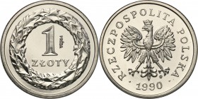 III RP. PROBA / PATTERN Nickel 1 zloty 1990 
Piękny, menniczy egzemplarz

Fischer P 441
Waga/Weight: 4,96 g Ni Metal: Średnica/diameter: 
Stan za...