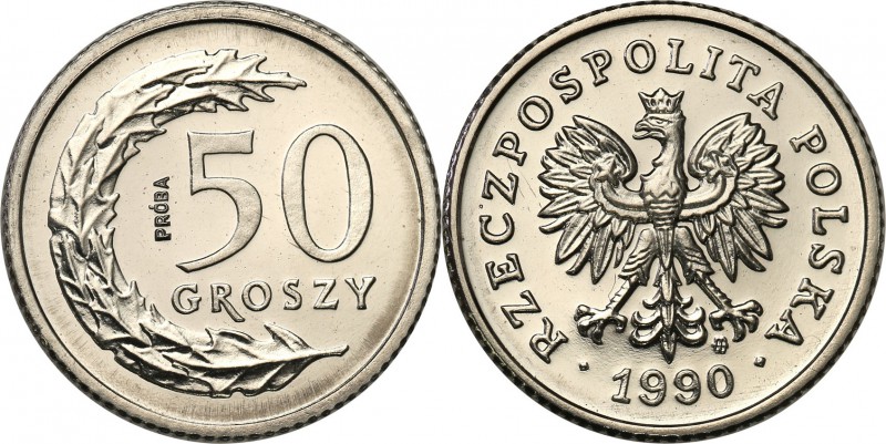 III RP. PROBA / PATTERN Nickel 50 groszy 1990 
Piękny, menniczy egzemplarz.Fisc...