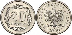 III RP. PROBA / PATTERN Nickel 20 groszy 1990 
Piękny, menniczy egzemplarz.Fischer P 439 
Waga/Weight: 3,14 g Ni Metal: Średnica/diameter: 
Stan za...
