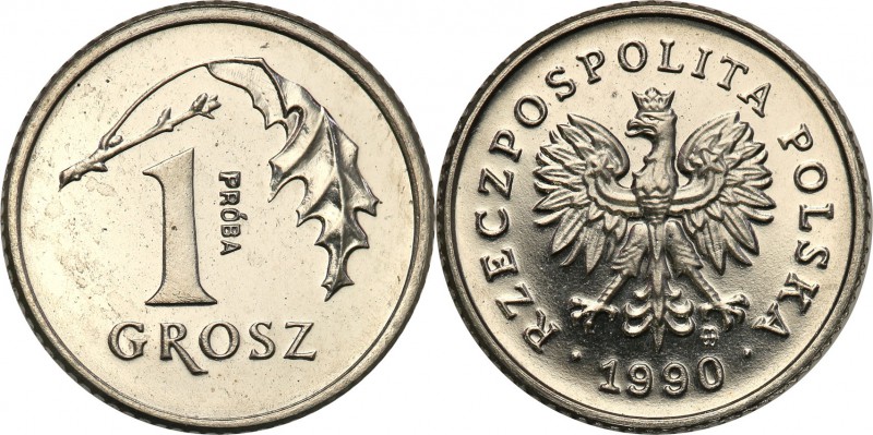 III RP. PROBA / PATTERN Nickel 1 grosz 1990 
Menniczy egzemplarz.Fischer P 435...