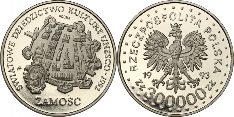 III RP. PROBA / PATTERN Nickel 300.000 zlotych 1993 Zamość 
Piękny egzemplarz.F...