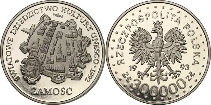 III RP. PROBA / PATTERN Nickel 300.000 zlotych 1993 Zamość 
Piękny egzemplarz.F...