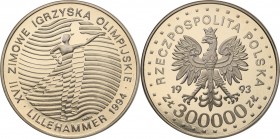III RP. PROBA / PATTERN Nickel 300.000 zlotych 1993 XVII Zimowe IO. Lillehammer 
Piękny egzemplarz. Fischer P 430
Waga/Weight: 25.03 g Ni Metal: Śre...