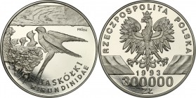III RP. PROBA / PATTERN Nickel 300.000 zlotych 1993 Jaskółki 
Piękny egzemplarz, poszukiwana moneta.Fischer P 429
Waga/Weight: 24.90 g Ni Metal: Śre...