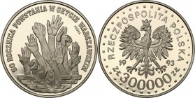 III RP. PROBA / PATTERN Nickel 300.000 zlotych 1993 Getto Warszawskie 
Piękny egzemplarz.Fischer P 427
Waga/Weight: 25.20 g Ni Metal: Średnica/diame...