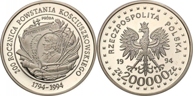 III RP. PROBA / PATTERN Nickel 200.000 zlotych 1994 200 rocznica Powstania Kości...