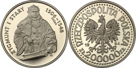 III RP. PROBA / PATTERN Nickel 200.000 zlotych 1994 Zygmunt I Stary - półpostać 
Piękny egzemplarz.Fischer P 425
Waga/Weight: 16,41 g Ni Metal: Śred...