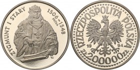 III RP. PROBA / PATTERN Nickel 200.000 zlotych 1994 Zygmunt I Stary - półpostać 
Piękny egzemplarz.Fischer P 425
Waga/Weight: 16.31 g Ni Metal: Śred...