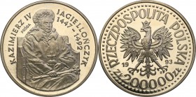 III RP. PROBA / PATTERN Nickel 200.000 zlotych 1993 Kazimierz Jagiellończyk - półpostać 
Piękny egzemplarz.Fischer P 421
Waga/Weight: 15.80 g Ni Met...