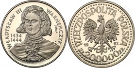 III RP. PROBA / PATTERN Nickel 200.000 zlotych 1992 Władysław Warneńczyk 
Piękny egzemplarz.Fischer P 416
Waga/Weight: 16.31 g Ni Metal: Średnica/di...