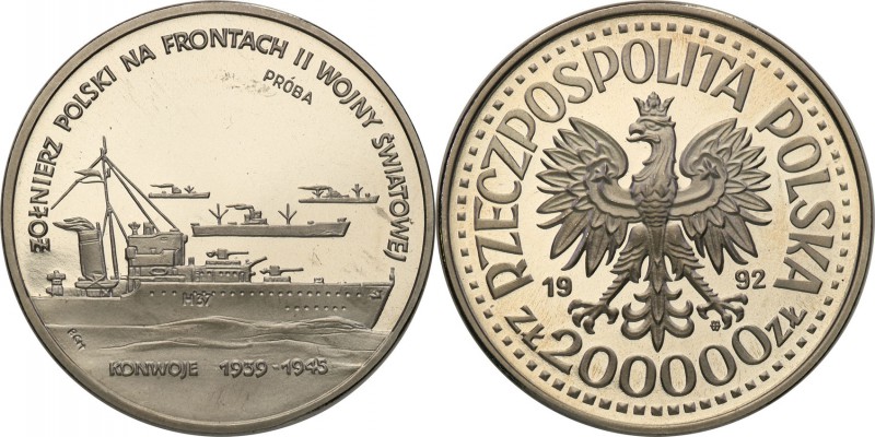III RP. PROBA / PATTERN Nickel 200.000 zlotych 1992 Konwoje 
Piękny egzemplarz....