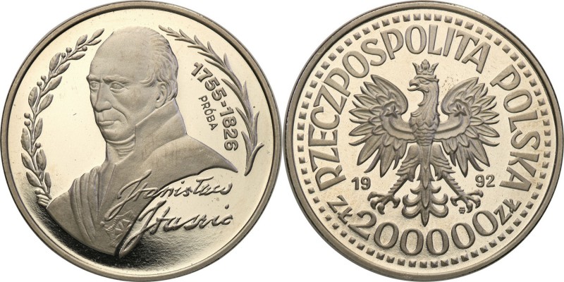 III RP. PROBA / PATTERN Nickel 200.000 zlotych 1992 Staszic 
Piękny egzemplarz....