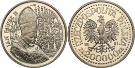 III RP. PROBA / PATTERN Nickel 200.000 zlotych 1991 John Paul II Ołtarz 
Piękny egzemplarz, poszukiwana moneta.Fischer P 410
Waga/Weight: 15.82 g Ni...