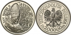 III RP. PROBA / PATTERN Nickel 200.000 zlotych 1991 John Paul II Ołtarz 
Piękny egzemplarz, poszukiwana moneta.Fischer P 410
Waga/Weight: 15.97 g Ni...