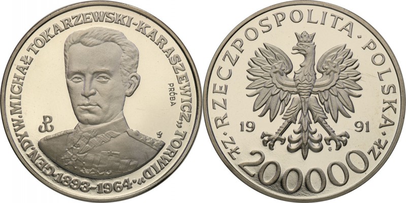 III RP. PROBA / PATTERN Nickel 200.000 zlotych 1991 Torwid 
Piękny egzemplarz, ...