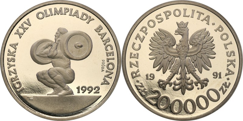 III RP. PROBA / PATTERN Nickel 200.000 zlotych 1991 Igrzyska XXV Olimpiady - Bar...