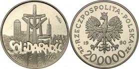 III RP. PROBA / PATTERN Nickel 200.000 zlotych 1990 Solidarność 
Piękny egzemplarz.Fischer P 400
Waga/Weight: 16.08 g Ni Metal: Średnica/diameter: ...