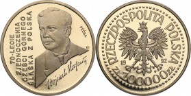 III RP. PROBA / PATTERN Nickel 100.000 zlotych 1992 Korfanty 
Piękny egzemplarz.Fischer P 397
Waga/Weight: 16.44 g Ni Metal: Średnica/diameter: 
St...