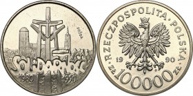 III RP. PROBA / PATTERN Nickel 100.000 zlotych 1990 Solidarność 
Piękny egzemplarz.Fischer P 390
Waga/Weight: 16.24 g Ni Metal: Średnica/diameter: ...