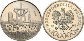 III RP. PROBA / PATTERN Nickel 100.000 zlotych 1990 Solidarność 
Piękny egzemplarz.Fischer P 390
Waga/Weight: 16.21 g Ni Metal: Średnica/diameter: ...