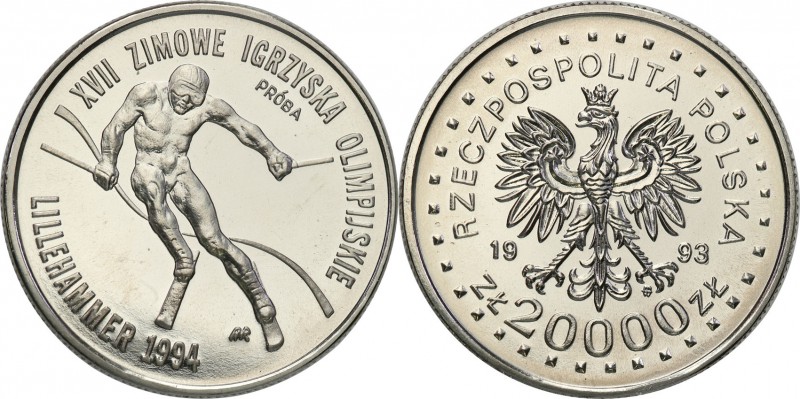 III RP. PROBA / PATTERN Nickel 20.000 zlotych XVII Zimowe Igrzyska Olimpijskie ...