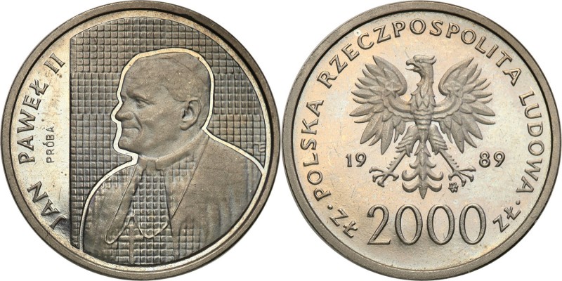 PRL. PROBA / PATTERN Nickel 2000 zlotych 1989 John Paul II 
Piękny egzemplarz, ...