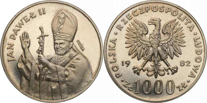 PRL. PROBA / PATTERN Nickel 1000 zlotych 1982 John Paul II 
Piękny egzemplarz, ...