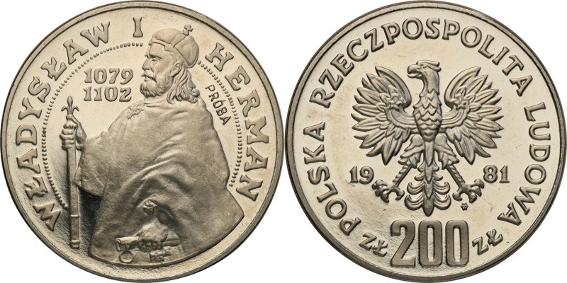 PRL. PROBA / PATTERN Nickel 200 zlotych 1981 Władysław Herman półpostać 
Piękny...