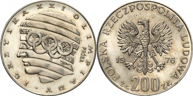 PRL. PROBA / PATTERN Nickel 200 zlotych 1976 Igrzyska XXI Olimpiady 
Piękny egz...