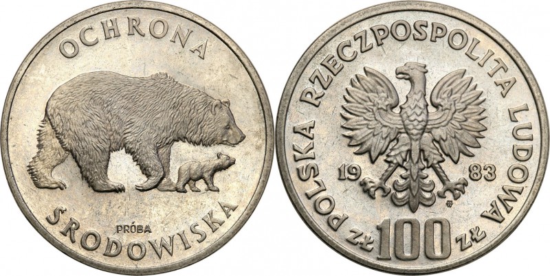 PRL. PROBA / PATTERN Nickel 100 zlotych 1983 Niedźwiedzie 
Piękny egzemplarz.Fi...