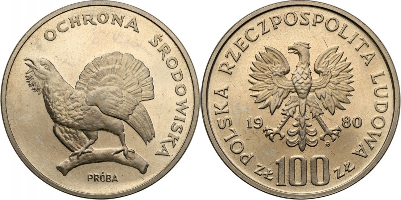 PRL. PROBA / PATTERN Nickel 100 zlotych 1980 Głuszec 
Piękny egzemplarz.Fischer...