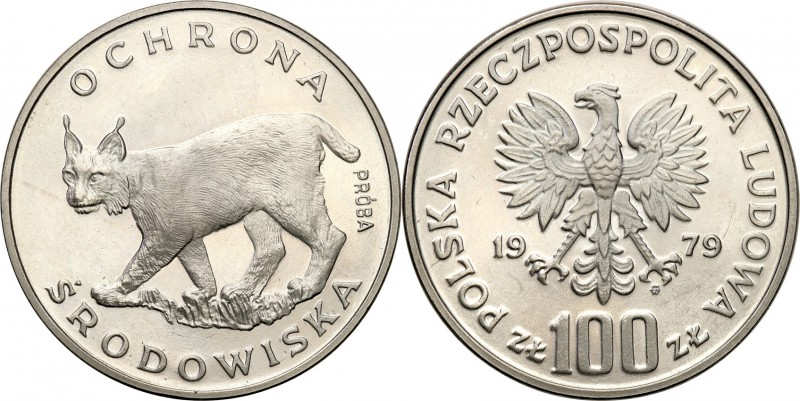 PRL. PROBA / PATTERN Nickel 100 zlotych 1979 Ryś 
Piękny egzemplarz.Fischer P 2...