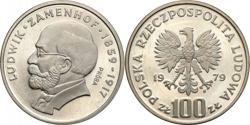 PRL. PROBA / PATTERN Nickel 100 zlotych 1979 Zamenhof 
Piękny egzemplarz. Nalot...