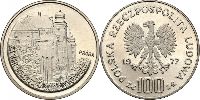 PRL. PROBA / PATTERN Nickel 100 zlotych 1977 Wawel 
Piękny egzemplarz.Fischer P...