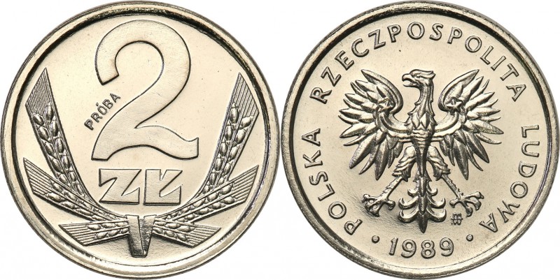 PRL. PROBA / PATTERN Nickel 2 zlote 1989 
Piękny, menniczy egzemplarz.Fischer P...