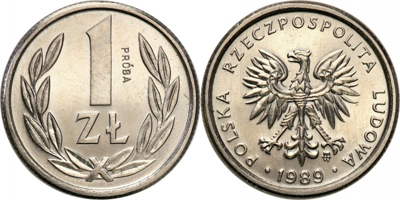 PRL. PROBA / PATTERN Nickel 1 zloty 1989 
Piękny, menniczy egzemplarz.Fischer P...